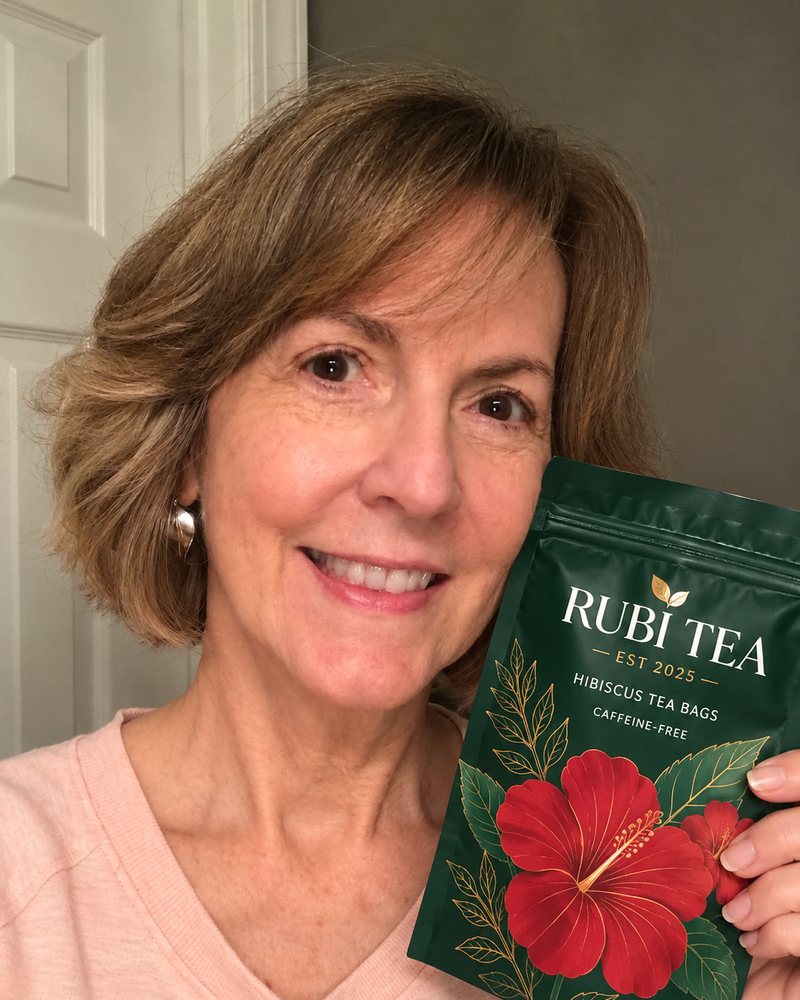 Enjoying Rubi Tea hibiscus tea